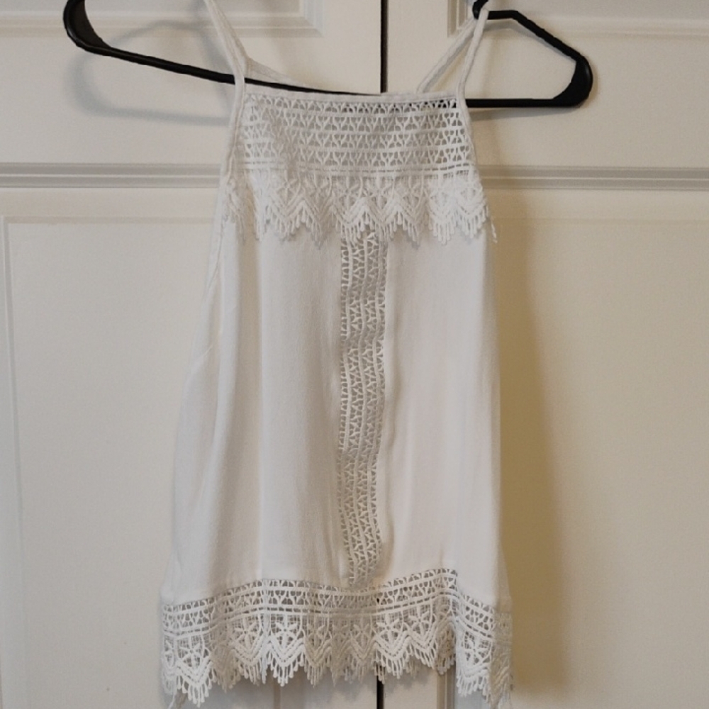 White Embellished Cropped Tank Top